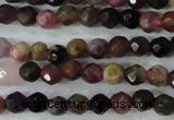 CTO460 15.5 inches 4mm faceted round natural tourmaline gemstone beads