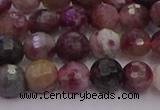 CTO635 15.5 inches 6mm faceted round tourmaline gemstone beads