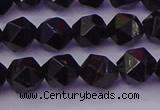 CTO645 15.5 inches 6mm faceted nuggets black tourmaline beads