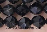 CTO717 15.5 inches 8mm faceted nuggets black tourmaline beads