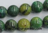 CTP06 15.5 inches 14mm round yellow green pine gemstone beads wholesale