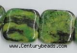 CTP12 15.5 inches 25*25mm square yellow green pine gemstone beads