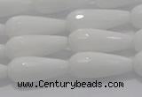 CTR105 15.5 inches 8*20mm faceted teardrop white porcelain beads