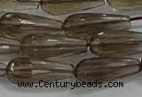 CTR110 15.5 inches 8*20mm faceted teardrop smoky quartz beads