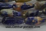 CTR111 15.5 inches 8*20mm faceted teardrop orange sodalite beads