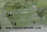 CTR136 15.5 inches 10*30mm faceted teardrop green rutilated quartz beads