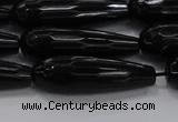 CTR145 15.5 inches 10*30mm faceted teardrop black agate beads