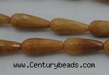 CTR21 15.5 inches 8*20mm faceted teardrop yellow jade beads