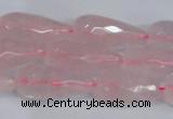 CTR301 15.5 inches 12*25mm faceted teardrop rose quartz beads