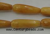 CTR33 15.5 inches 10*30mm faceted teardrop yellow jade beads