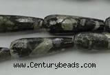 CTR37 15.5 inches 10*30mm faceted teardrop grey opal gemstone beads
