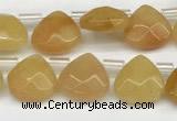 CTR605 Top drilled 10*10mm faceted briolette yellow aventurine beads