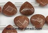 CTR608 Top drilled 10*10mm faceted briolette goldstone beads wholesale