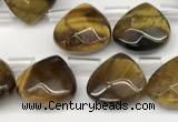 CTR611 Top drilled 10*10mm faceted briolette yellow tiger eye beads