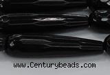 CTR64 15.5 inches 10*40mm faceted teardrop black agate beads