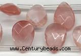 CTR661 Top drilled 10*14mm faceted briolette cherry quartz beads