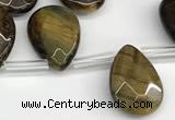 CTR670 Top drilled 10*14mm faceted briolette yellow tiger eye beads