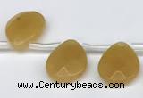 CTR694 Top drilled 12*16mm faceted briolette yellow aventurine beads