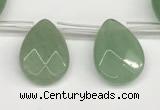 CTR696 Top drilled 12*16mm faceted briolette green aventurine beads