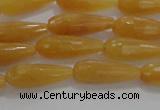 CTR75 15.5 inches 6*16mm faceted teardrop yellow jade beads