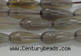 CTR79 15.5 inches 6*16mm faceted teardrop grey agate beads