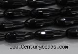 CTR82 15.5 inches 6*16mm faceted teardrop black agate beads