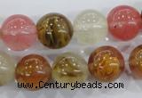 CTS06 15.5 inches 14mm round tigerskin glass beads wholesale