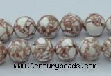 CTU106 16 inches 12mm round dyed flower turquoise beads wholesale