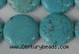 CTU1888 15.5 inches 25mm flat round imitation turquoise beads