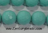 CTU2785 15.5 inches 14mm faceted round synthetic turquoise beads