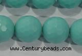 CTU2787 15.5 inches 18mm faceted round synthetic turquoise beads