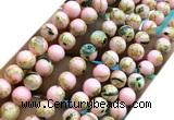 CTU3107 15 inches 4mm round gold vein howlite turquoise beads