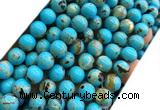 CTU3143 15 inches 8mm round gold vein howlite turquoise beads