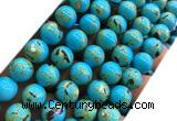 CTU3144 15 inches 10mm round gold vein howlite turquoise beads