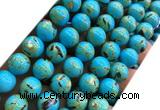 CTU3145 15 inches 12mm round gold vein howlite turquoise beads