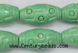 CTU888 15.5 inches 15*30mm carved rice dyed turquoise beads