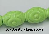 CTU893 15.5 inches 18*25mm carved rice dyed turquoise beads