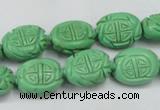 CTU896 15.5 inches 12*15mm carved oval dyed turquoise beads