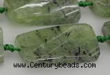 CTW454 20*38mm faceted & twisted rectangle green rutilated quartz beads