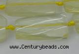 CTW455 20*38mm faceted & twisted rectangle lemon quartz beads