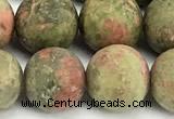 CUG209 15 inches 12mm round matte unakite beads