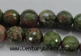 CUG302 15.5 inches 8mm faceted round unakite gemstone beads