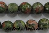 CUG303 15.5 inches 10mm faceted round unakite gemstone beads