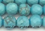 CWB260 15 inches 6mm faceted round howlite turquoise beads