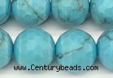 CWB262 15 inches 10mm faceted round howlite turquoise beads