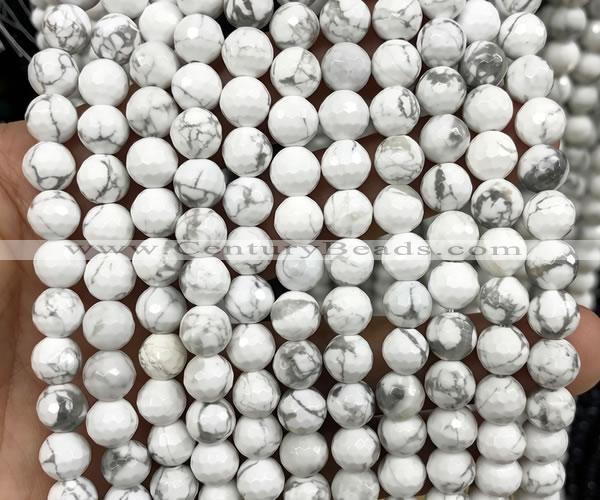 CWB280 15 inches 8mm faceted round white howlite beads