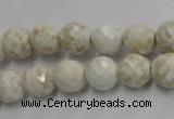 CWB303 15.5 inches 10mm faceted round howlite turquoise beads