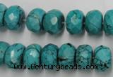 CWB448 15.5 inches 8*12mm faceted rondelle howlite turquoise beads