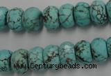 CWB449 15.5 inches 8*12mm faceted rondelle howlite turquoise beads