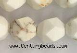 CWB887 15.5 inches 10mm faceted nuggets white howlite turquoise beads